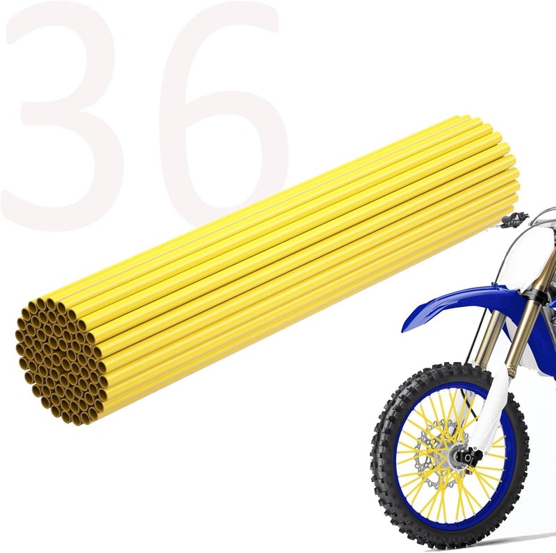 REWOLFNUS 36Pcs Dirt Bike Spoke Covers Wheel Spoke Wraps Wheel Rim Spoke Skins Universal for Motorcycle(Yellow) - Image 1